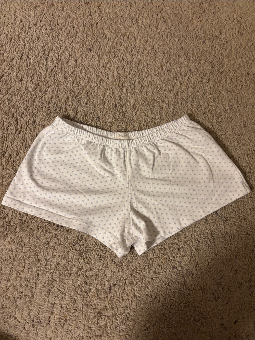Brandy/ John galt White Cotton Lounge Shorts with Blue Microprint